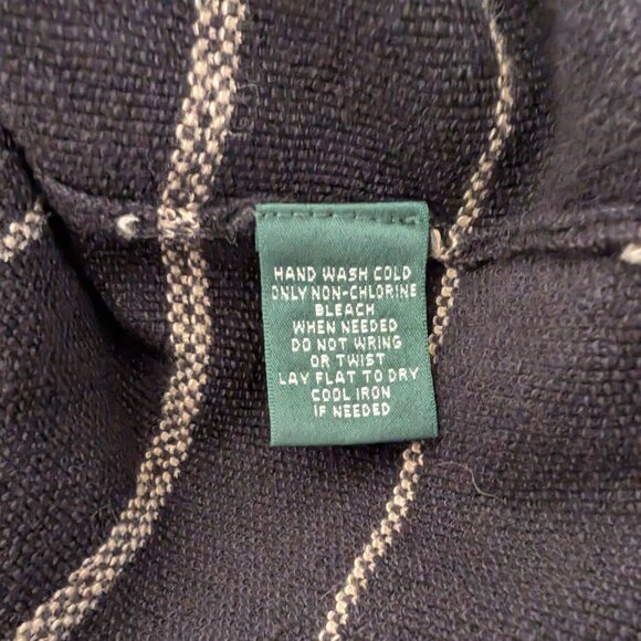 LAUREN RALPH LAUREN Dress M Black Tan Striped Linen Blend Classic Pullover - Picture 9 of 12